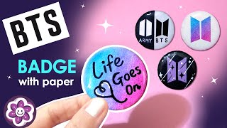 How to make a paper BTS Badge | DIY BTS Crafts | DIY BTS Badge from Paper | 방탄뱃지만들기 [HappyTime21]