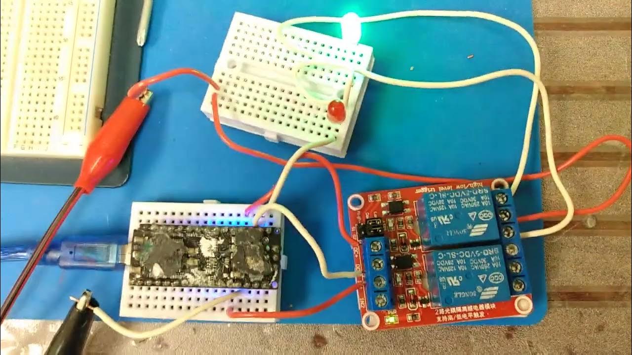 Using a single relay to toggle both LEDs and output states using ...