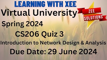 CS206 Introduction to Network Design & Analysis Quiz 3 Spring 2024 Virtual University of Pakistan