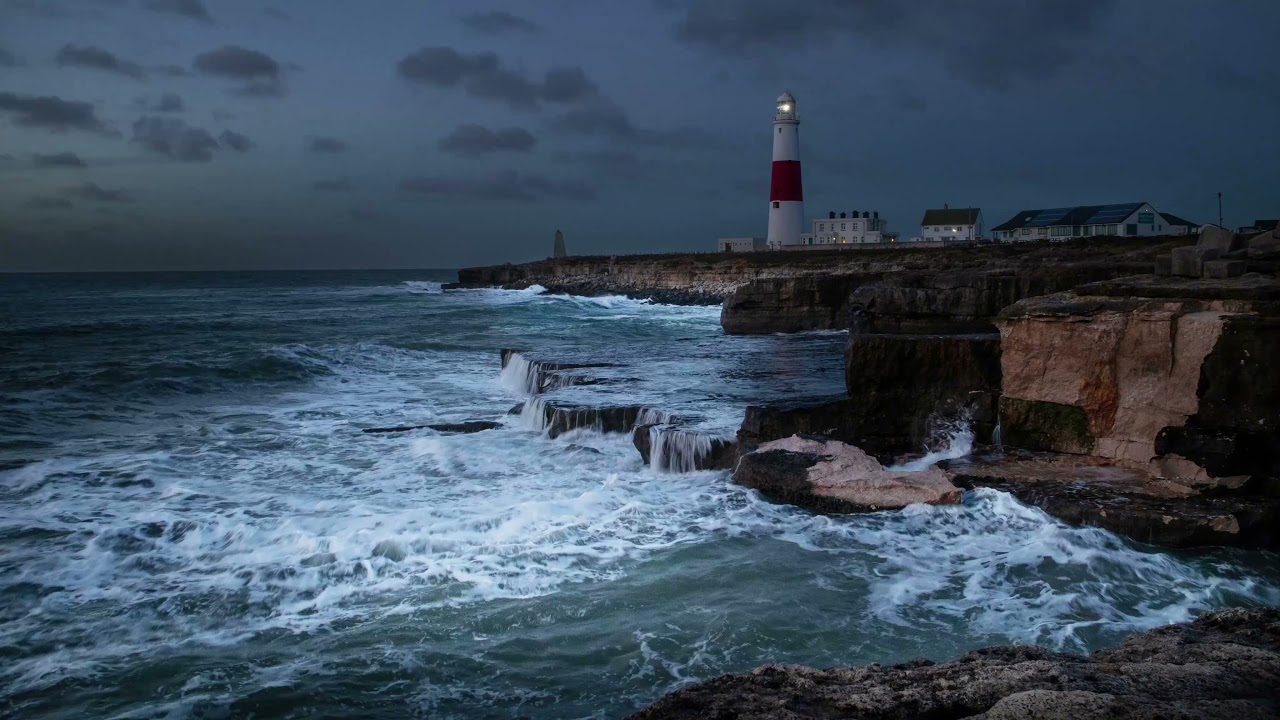 Portland Bill Lighthouse at Sunrise 4K Timelapse