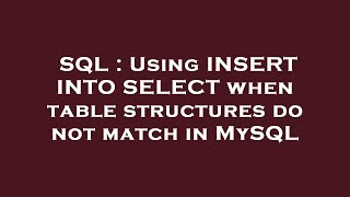 Celebrity SQL : Using INSERT INTO SELECT when table structures do not match in MySQL Profile