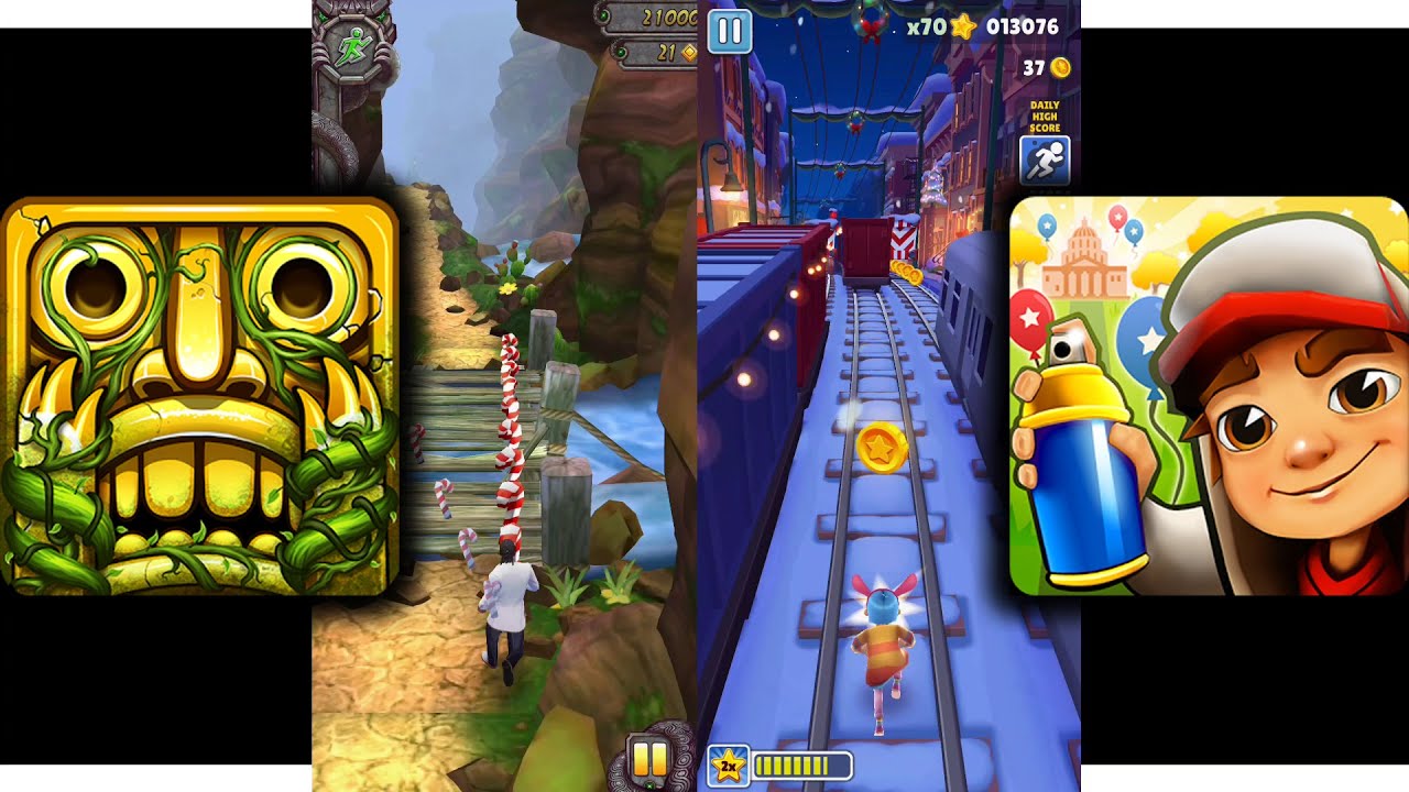Temple Run 2 Blooming Sands Vs Subway Surfers - YouTube
