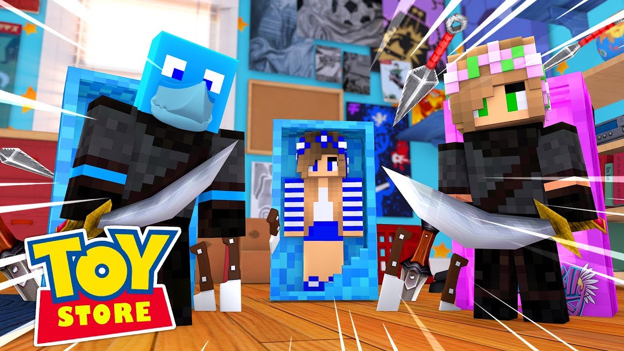 Minecraft TOY STORE - THE LEGO NINJAGO TAKES OVER THE STORE !!1 w/ Sharky and Little Kelly