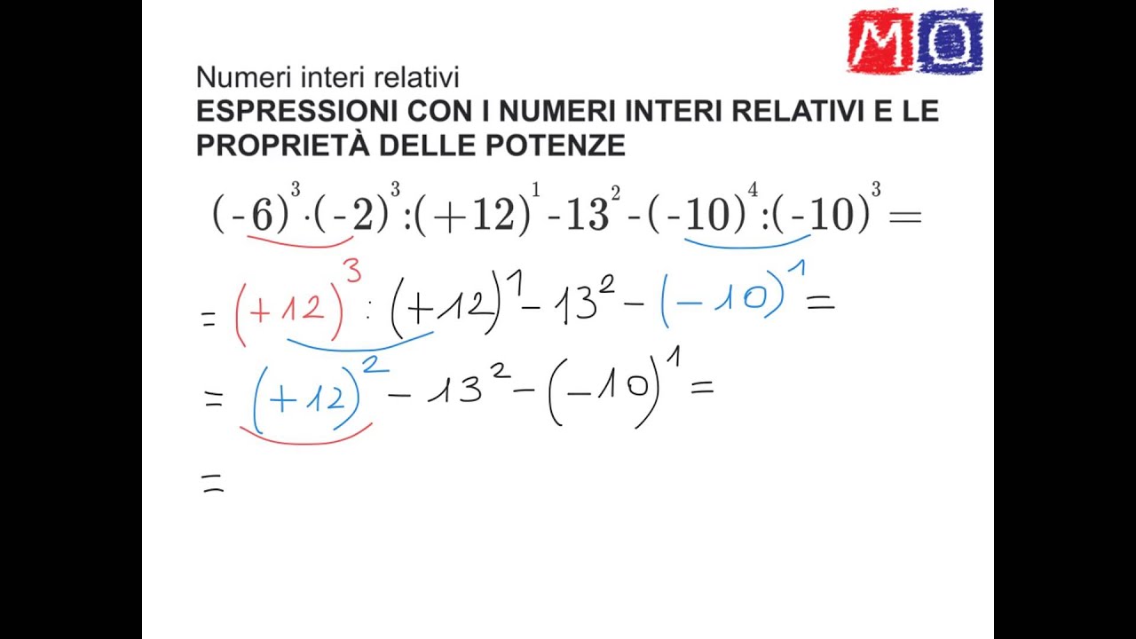Espressioni Con I Numeri Interi Relativi E Le Proprieta Delle Potenze Matematicaoggi