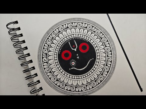 Simple Jagannath Mandala Art for Rath Yatra | Mandala Art for Beginners | Black & Red Art Design