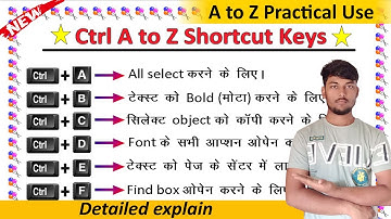Computer Shortcut Keys Class-1 | Ctrl A to Z shortcut keys  detailed explain in hindi