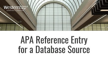 APA Reference Entry for a Database Source