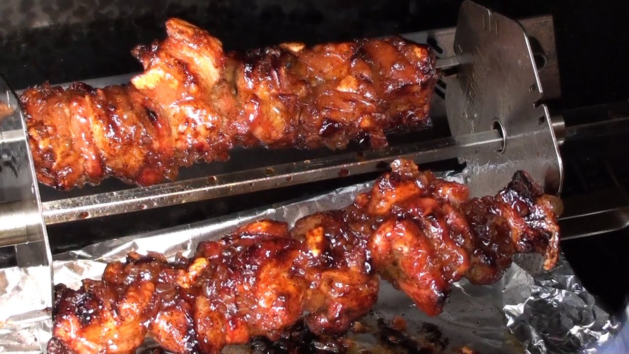 Spieße mit Schweinebauch und einer Sweet Chili Glasur