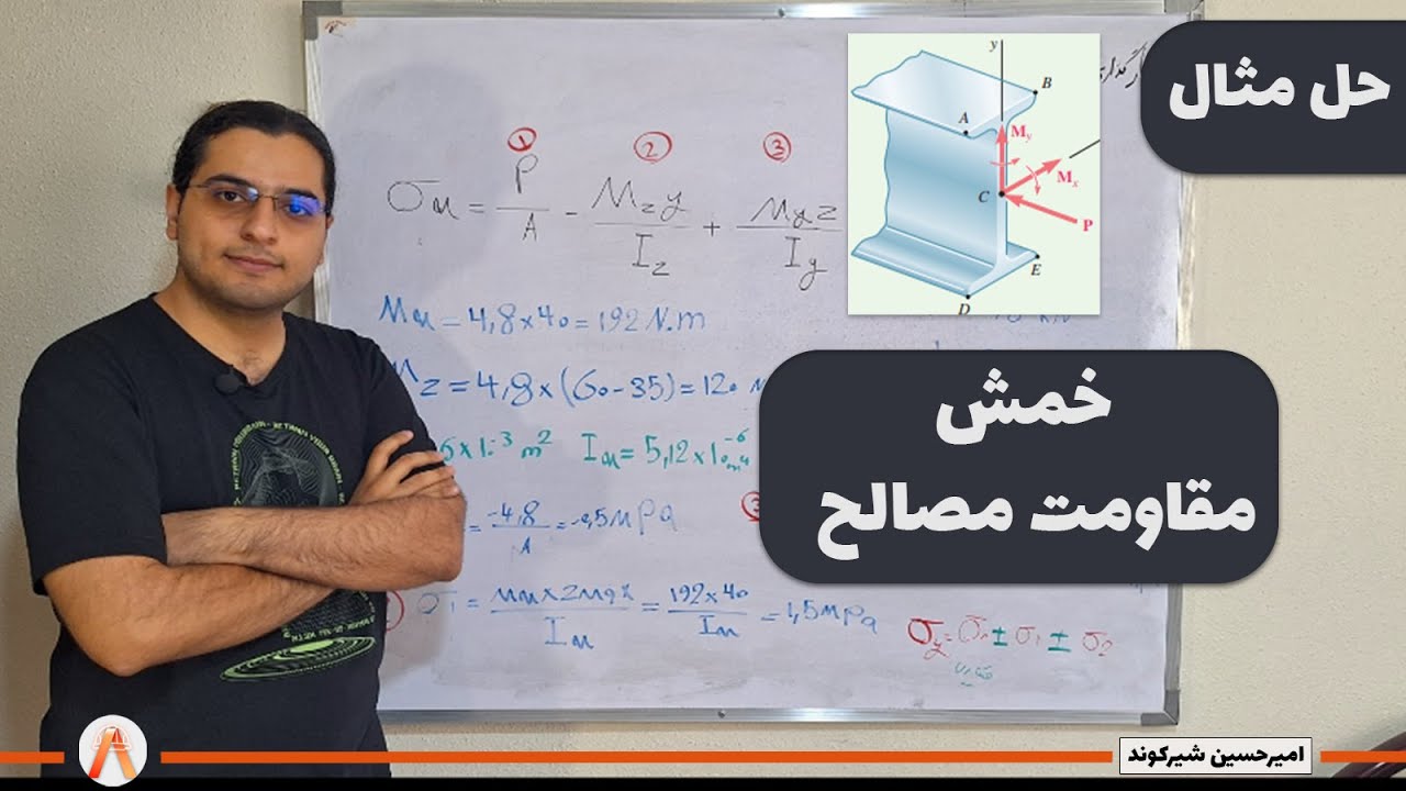 حل سوال از خمش-مقاومت مصالح