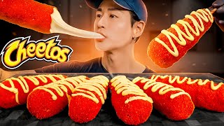 ASMR HOT CHEETOS MOZZARELLA CORNDOGS MUKBANG 먹방 | COOKING \& EATING SOUNDS | Zach Choi ASMR