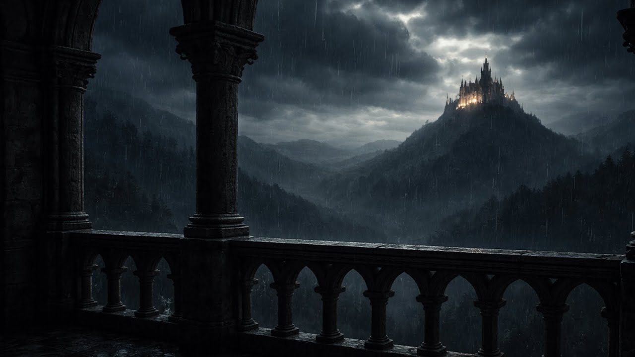 ASMR Rain at the Dark Mountain Castle — Relaxing Storm Ambience | Night Gothic Fantasy