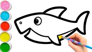 Fish 🐟 Drawing Painting 🖌️ Coloring For Kids And Toddlers | How To Draw Step by step