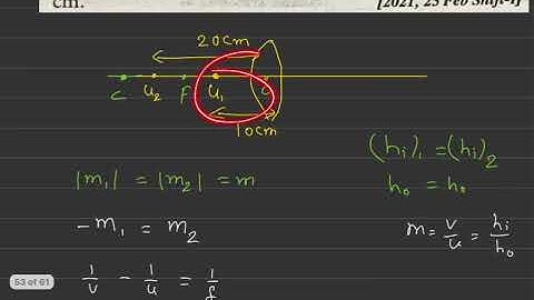 The same size images are formed by a convex lens when the object is placed at 20 cm or at 10 cm from