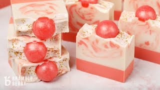 Anne-Marie Makes Peach Prosecco Soap - Layers, Sparkle and Embeds! | Bramble Berry