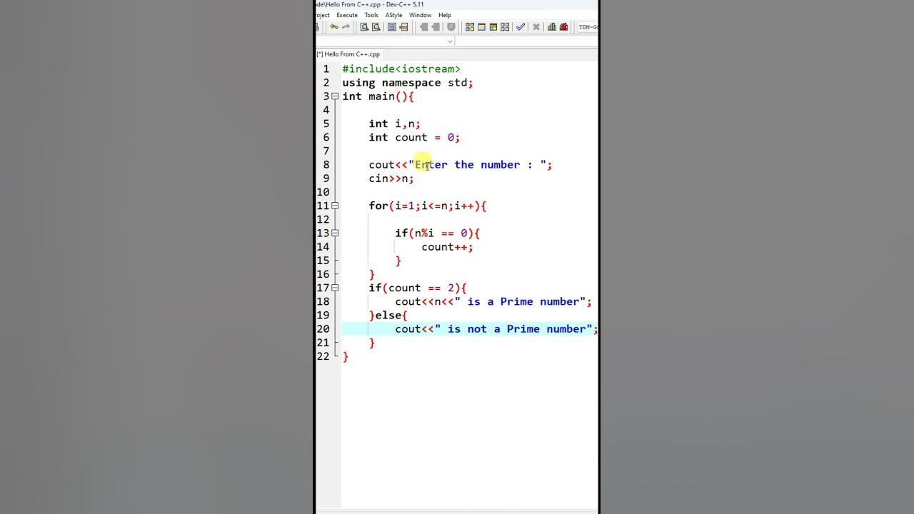 C++ Prime Number logic 1 - YouTube