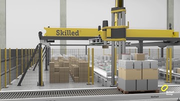 Gantry robot handling boxes by Skilled Group