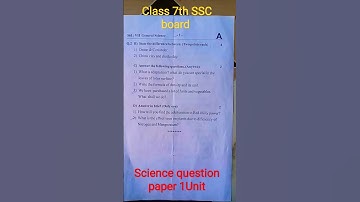 Class 7th 2022 SSC board exam question paper 1Unit paper 📜Sub- Science