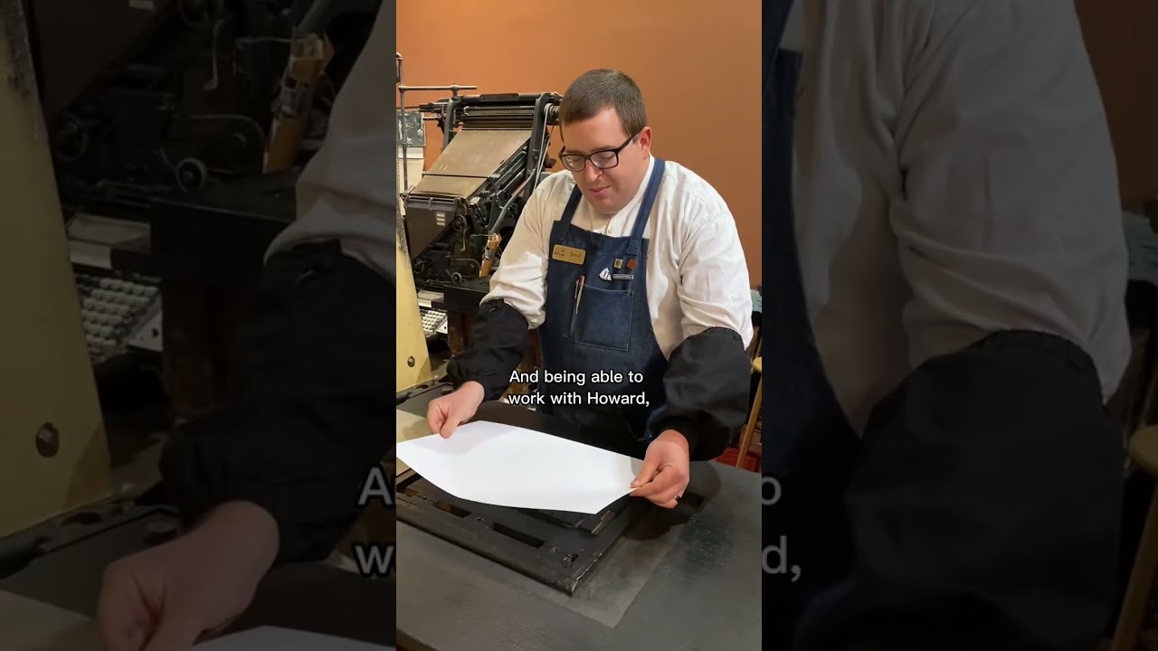 Letterpress printing a big thank you using our largest wood type in our print shop exhibit