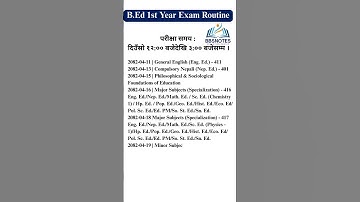 New B.Ed. 1st Year Exam Routine 2082 - Revised and Updated