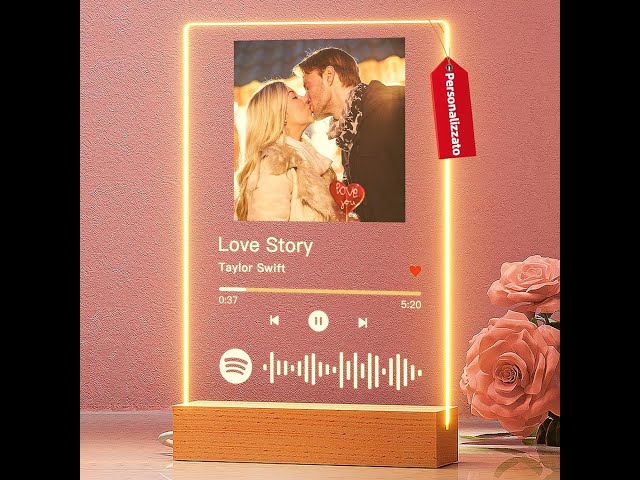 Lampada Spotify Personalizzata Con Foto Base Supporto a Scelta per San  Valentino 22X15cm 