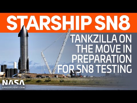 SpaceX Boca Chica - Tankzilla crawls away from Starship SN8 ahead of testing