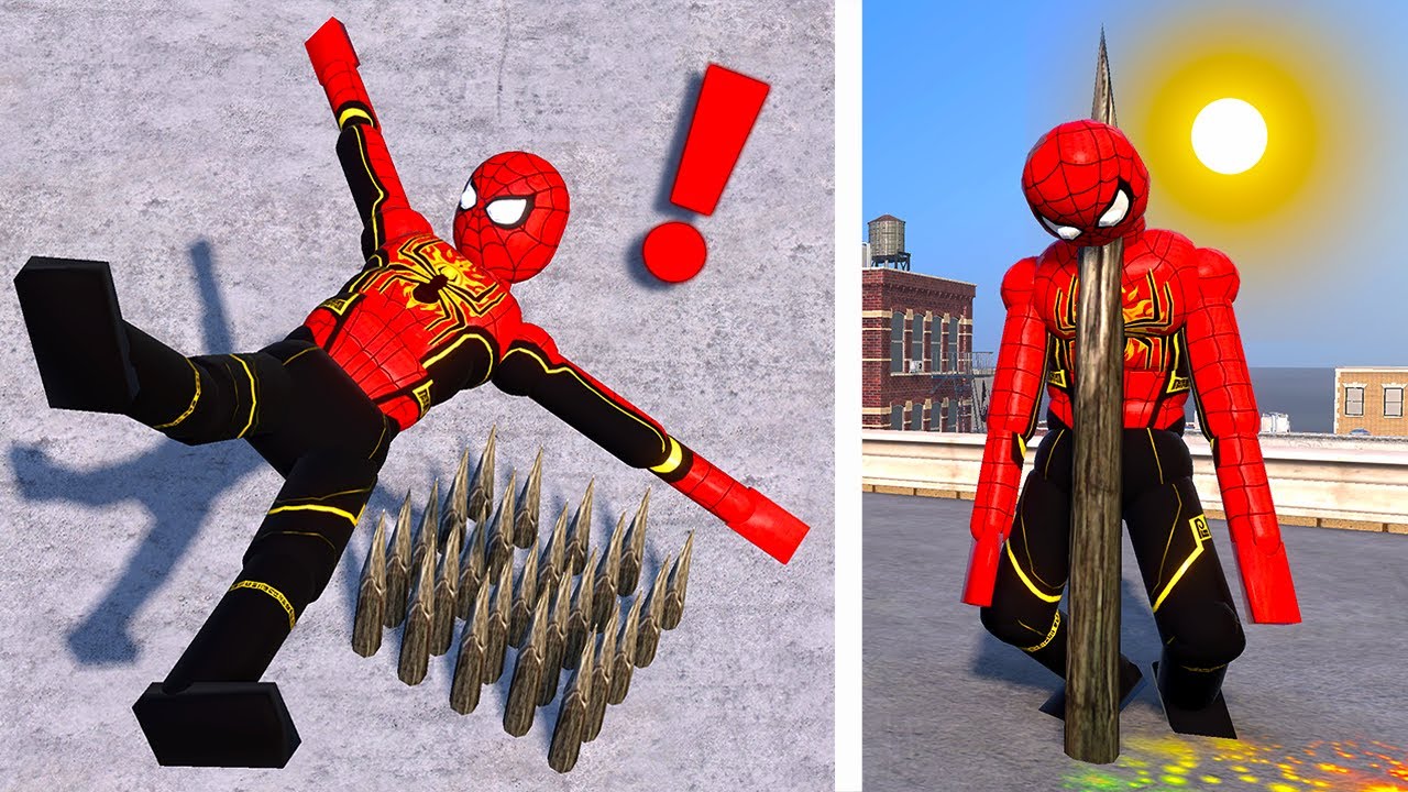 SPIDER-MAN GAME Epic NPC Euphoria Falls Collision & Realistic Ragdoll Physics Test in Overgrowth!
