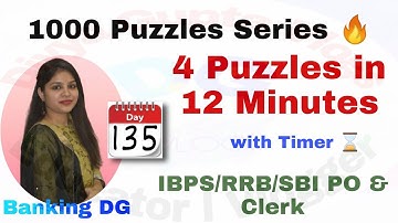 4 Puzzles in 12 Minutes with Timer l Day-135 l IBPS/RRB/SBI PO/Clerk 2021 l Divya Gupta | Bank Exam