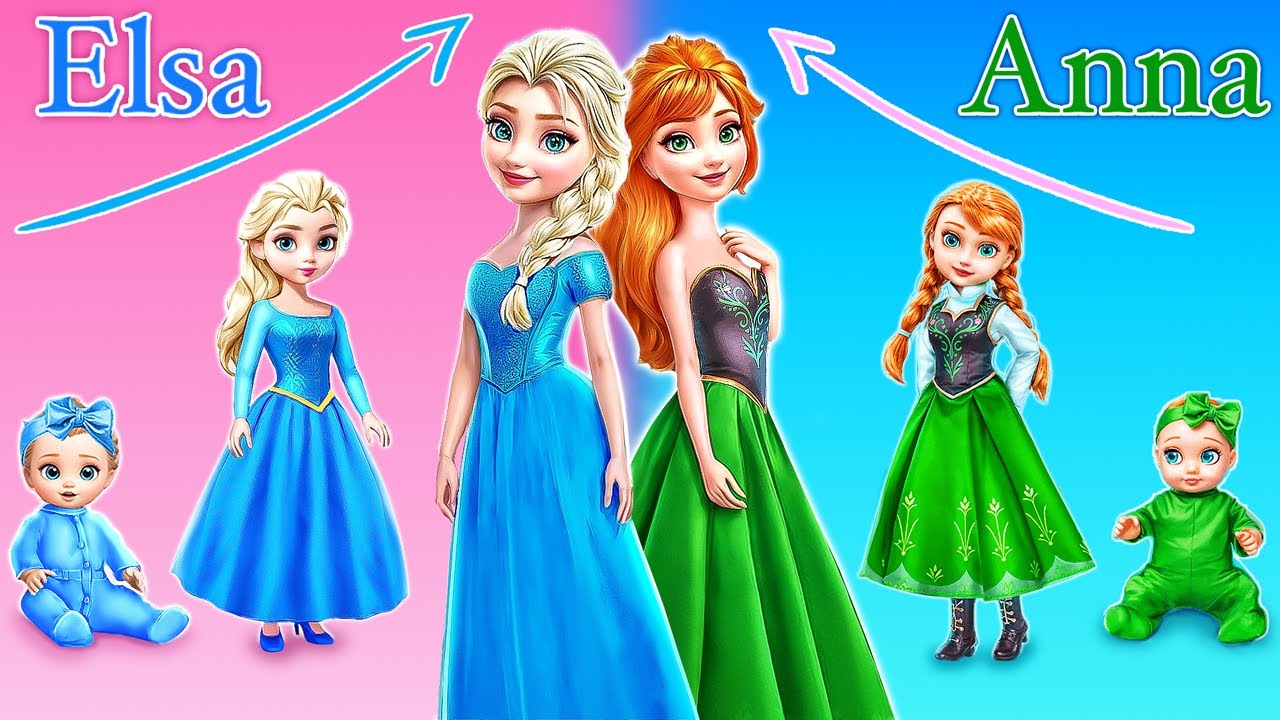 Elsa and Anna Growing Up! Frozen Crafts for Dolls - YouTube