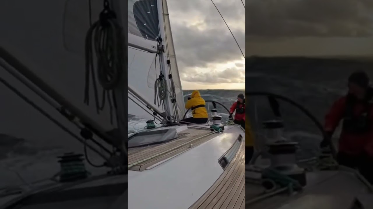 Sailing through a massive wave! Wait for the impact... 🌊😱 #sailinglife #automobile #boardriders