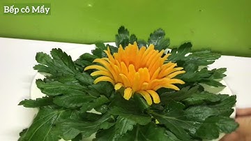 Cách tỉa hoa cúc từ bí đỏ/ tỉa hoa từ bí đỏ/bếp cô Mẩy.
