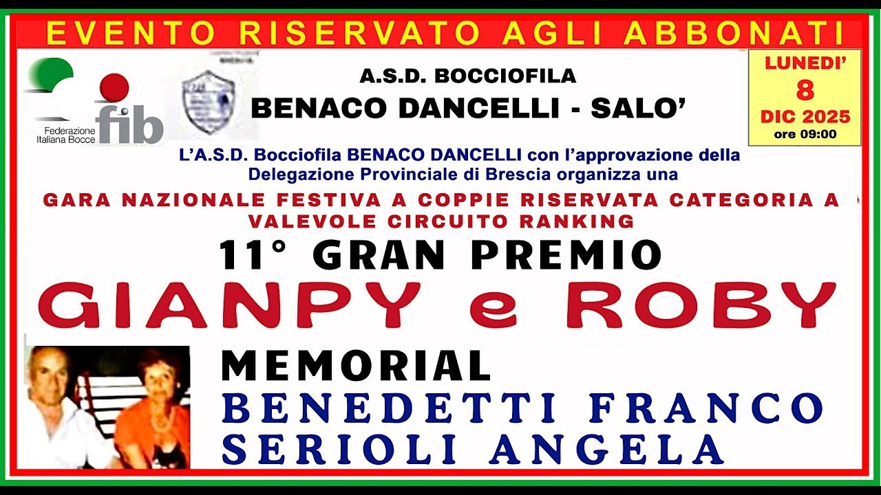 11° GRAN PREMIO GIANPY E ROBY MEM. BENEDETTI SERIOLI (FINALI DI GIRONE)