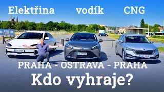 Závod na dálkové trase. Je rychlejší elektromobil, vodíkové auto, nebo auto na CNG?