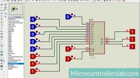 CD4014 8 bit shift register IC Proteus Simulation