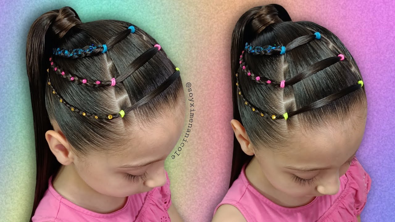 PEINADO CON CABELLO RECOGIDO 😍✨🌈 PEINADOS PARA NIÑAS