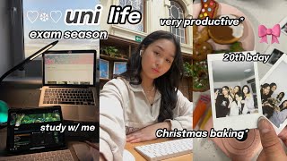 very productive uni study vlog for exam szn // 20th bday celeb, xmas baking, motivation tips🎄☕️