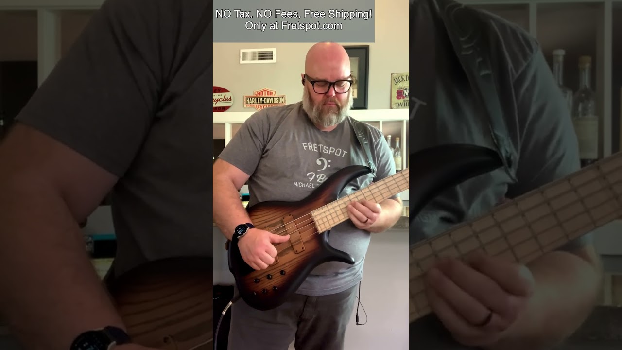 F Bass BN5: Brownburst Matte Finish, Maple Fingerboard – FretSpot.com