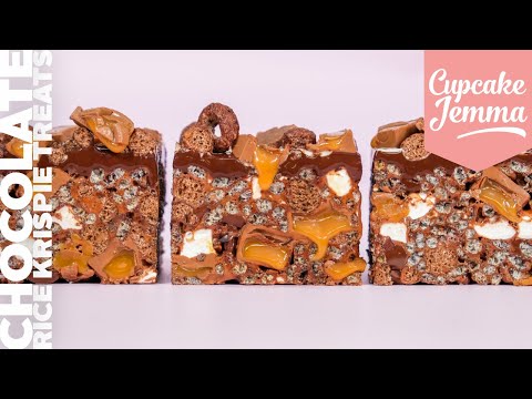 How to make these Salty, Sweet, CHOCOLATEY Caramel Rice Krispie Treats  Cupcake Jemma