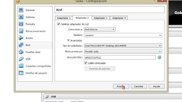 Configurar red interna Virtual Box