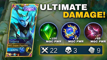 22 KILLS IN HIGH RANKED! SELENA ULTIMATE DAMAGE HACK | SELENA ITEM BUILD 2023