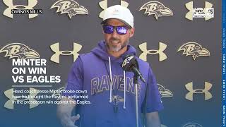 Ravens coach Jesse Minter on preseason win vs Eagles