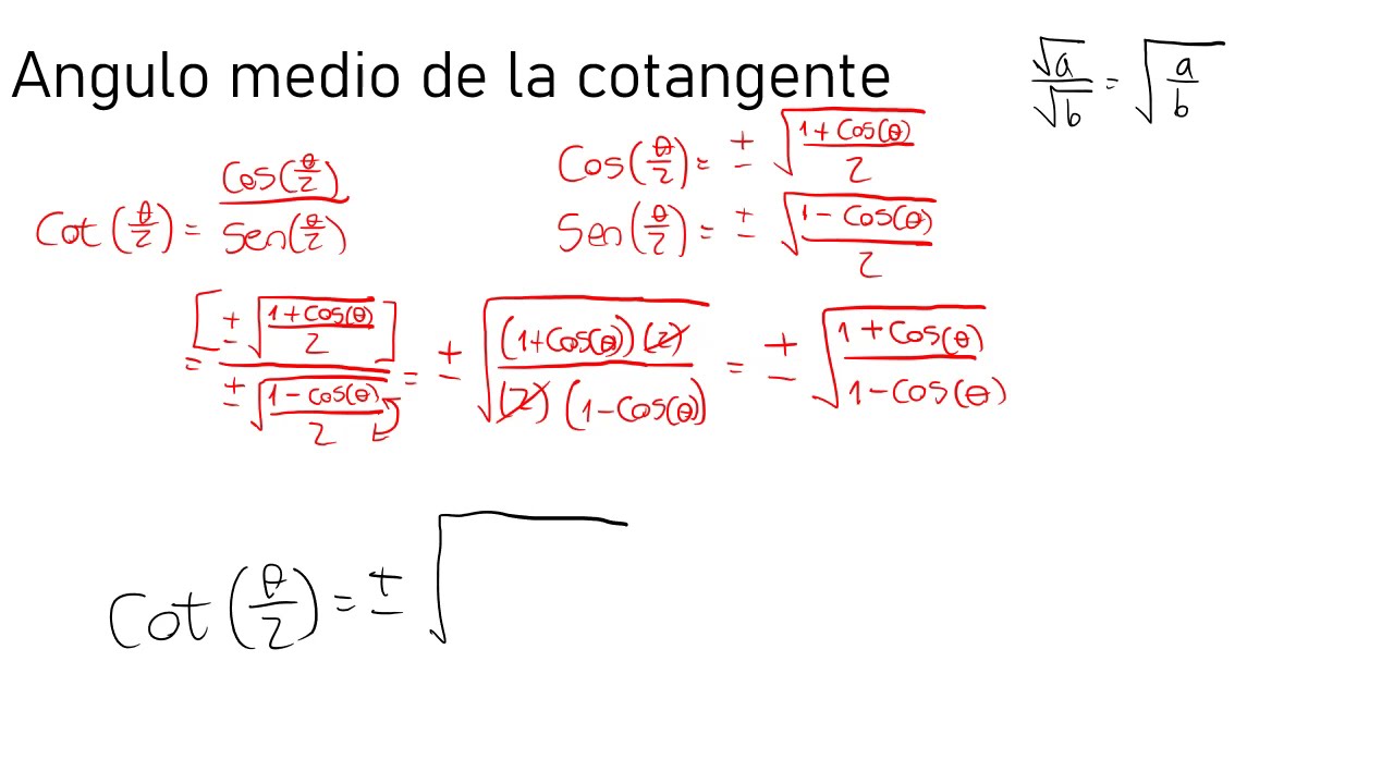Cotangente del ángulo medio Trigonometría YouTube
