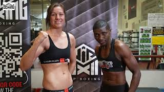 WEIGH IN Kirsty Hill vs Fatuma Zarika ahead of their Super-Featherweight Commonwealth Title Fight