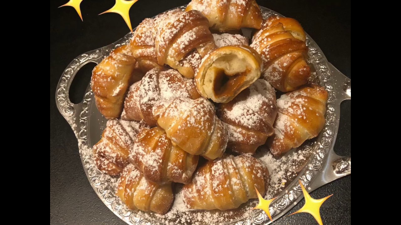 Hörnchen selber machen! Soo fluffig und weich, gefüllt mit gekochter Kondensmilch!