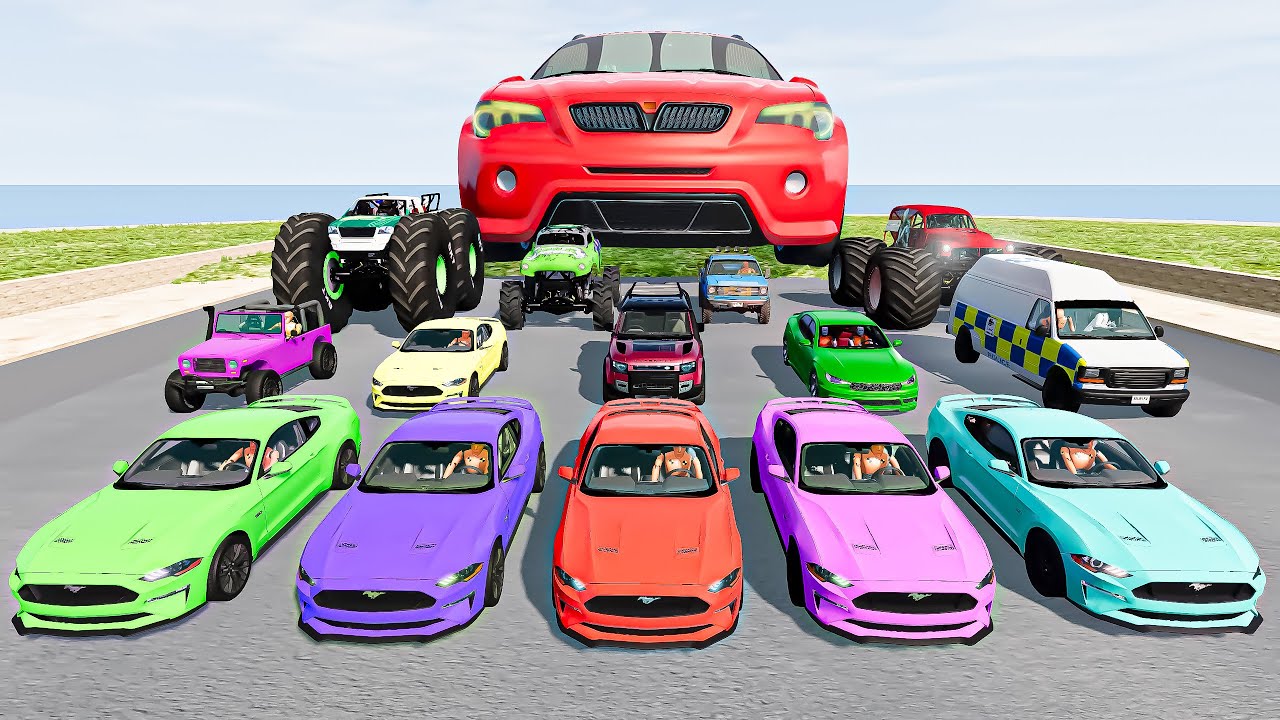 Car Survival Challenge #96 Super Ramp High Speed Jumping