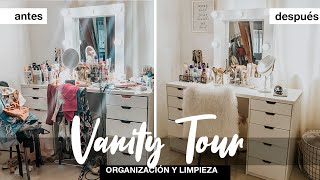 VANITY TOUR | Cómo lo organizo y limpio | Colección de maquillaje