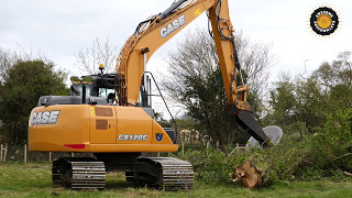 Case CX130C excavator working with hydraulic saw