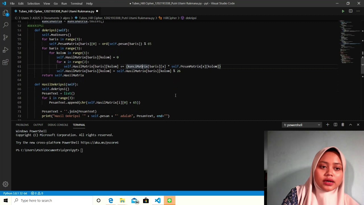 Program Hill Cipher (Python) - YouTube
