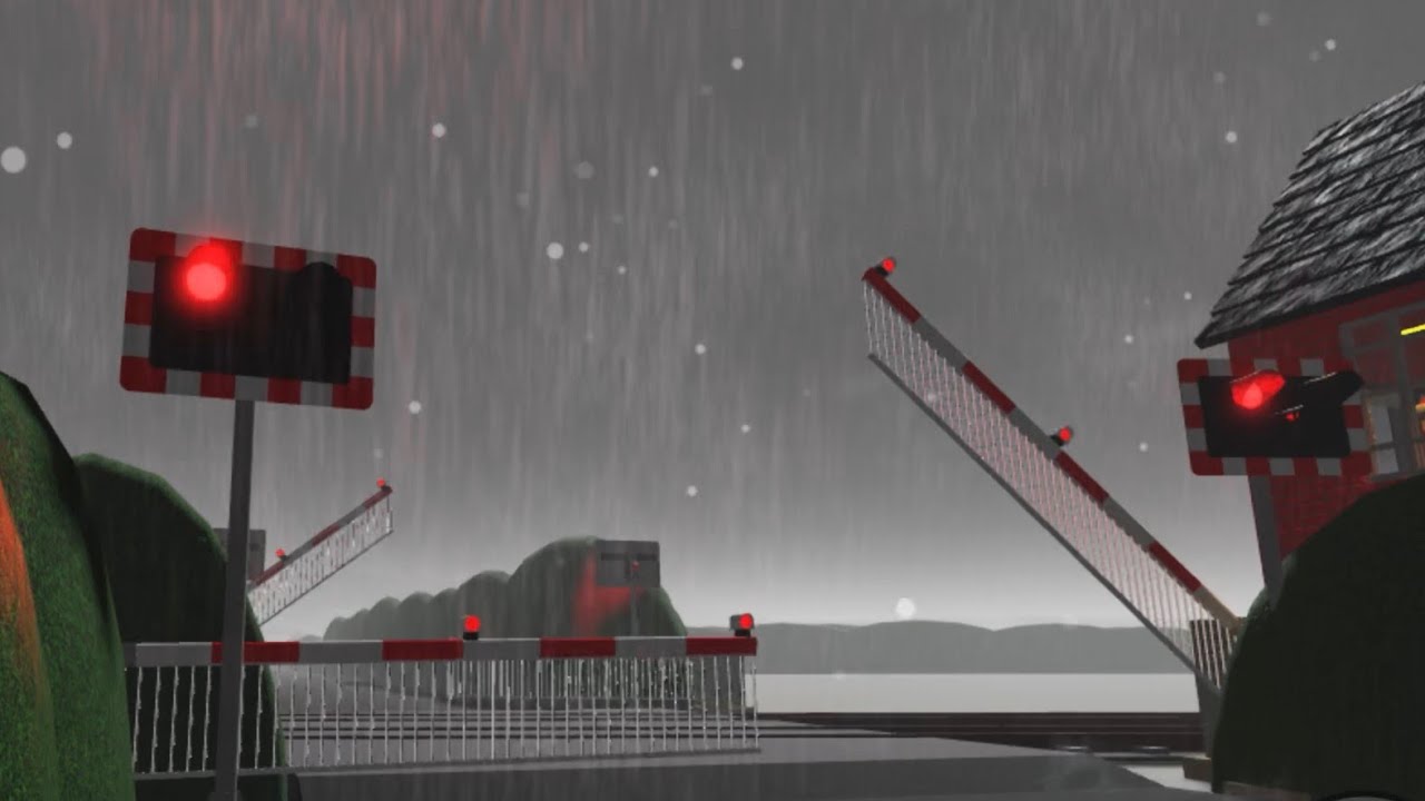 Broken Alarm and Rain Downpour at Brackenbrough Bypass Level Crossing, Cumbria (Roblox). 
