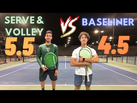 USTA 4.5 Baseliner vs. USTA 5.5 Serve and Volley | Singles Tennis Set with Majeed