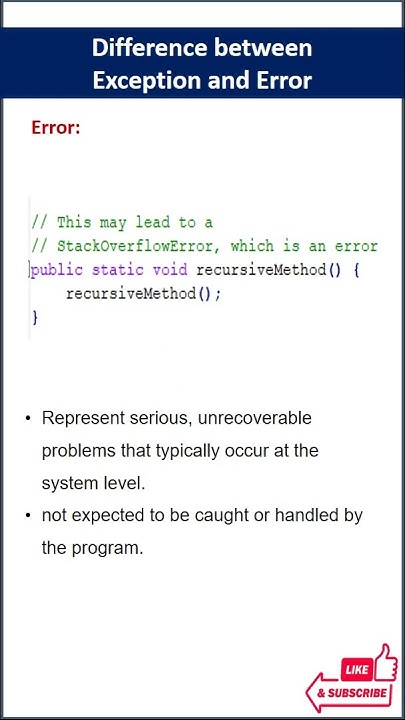Difference between Exception and Error #java #csharp - YouTube